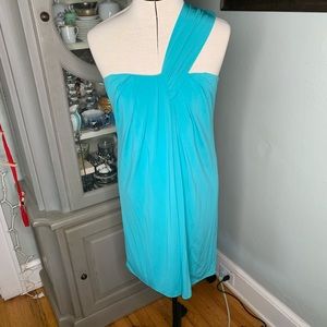 Laundry by Design aqua blue one shoulder dress NWT